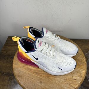 Nike Air Max 270 Shoes Womens Size 8.5 White Orange Yellow AH6789-106 Running